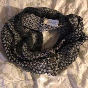 Grey Cowl Scarf with Button Accent
